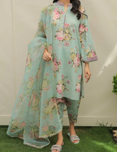 Digital Printed 3 Piece Swiss Lawn With Organza Dupatta MK 02