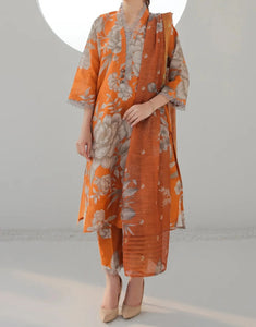 Digital Printed 3 Piece Swiss Lawn With Organza Dupatta MK 08