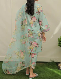 Digital Printed 3 Piece Swiss Lawn With Organza Dupatta MK 02
