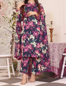 Digital Printed 3 Piece Swiss Lawn With Organza Dupatta MK 03