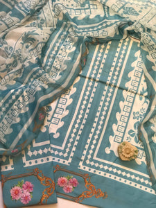 Digital Printed 3 Piece Swiss Lawn With Silk Dupatta - MK 36
