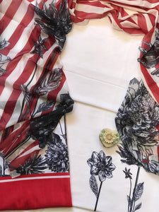 Digital Printed 3 Piece Swiss Lawn With Silk Dupatta - MK 29