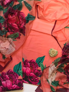 Digital Printed 3 Piece Swiss Lawn With Silk Dupatta - MK 43