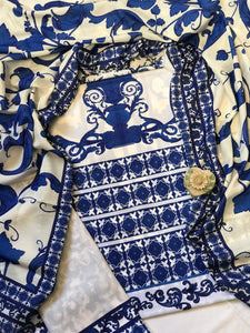 Digital Printed 3 Piece Swiss Lawn With Silk Dupatta - MK 42