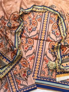 Digital Printed 3 Piece Swiss Lawn With Silk Dupatta - MK 38