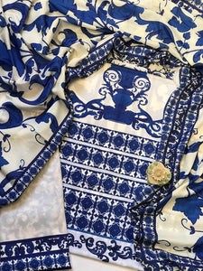 Digital Printed 3 Piece Swiss Lawn With Silk Dupatta - MK 42