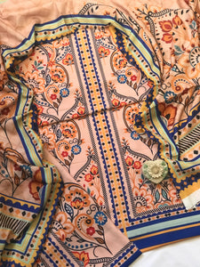 Digital Printed 3 Piece Swiss Lawn With Silk Dupatta - MK 38