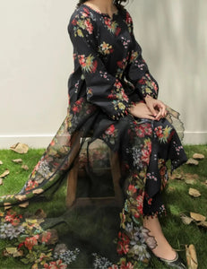 Digital Printed 3 Piece Swiss Lawn With Organza Dupatta MK 07