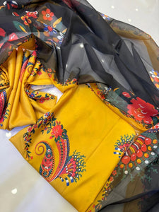 Digital Printed 3 Piece Swiss Lawn With Silk Dupatta MK 14