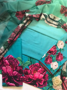 Digital Printed 3 Piece Swiss Lawn With Silk Dupatta - MK 26
