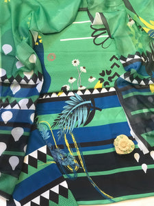 Digital Printed 3 Piece Swiss Lawn With Silk Dupatta - MK 27