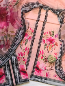 Digital Printed 3 Piece Swiss Lawn With Silk Dupatta - MK 37