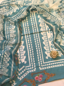 Digital Printed 3 Piece Swiss Lawn With Silk Dupatta - MK 36