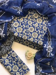 Digital Printed 3 Piece Swiss Lawn With Silk Dupatta - MK 33