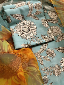 Digital Printed 3 Piece Swiss Lawn With Silk Dupatta MK 20