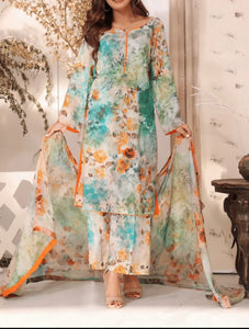 Digital Printed 3 Piece Swiss Lawn With Silk Dupatta Collection MK 23