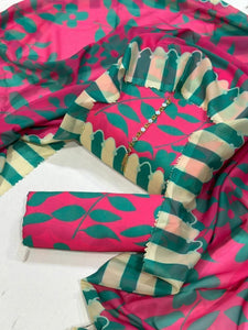 Digital Printed 3 Piece Swiss Lawn With Silk Dupatta MK 22 (unstitch)